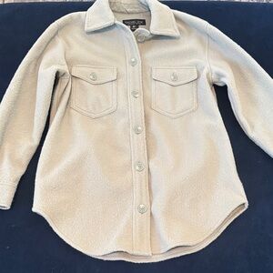 Rachel Zoe Cream Textured Button-Up Shirt Jacket